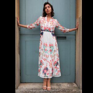 Raishma Lovely Chiffon A Line Maxi Dress Size UK 14 NWT